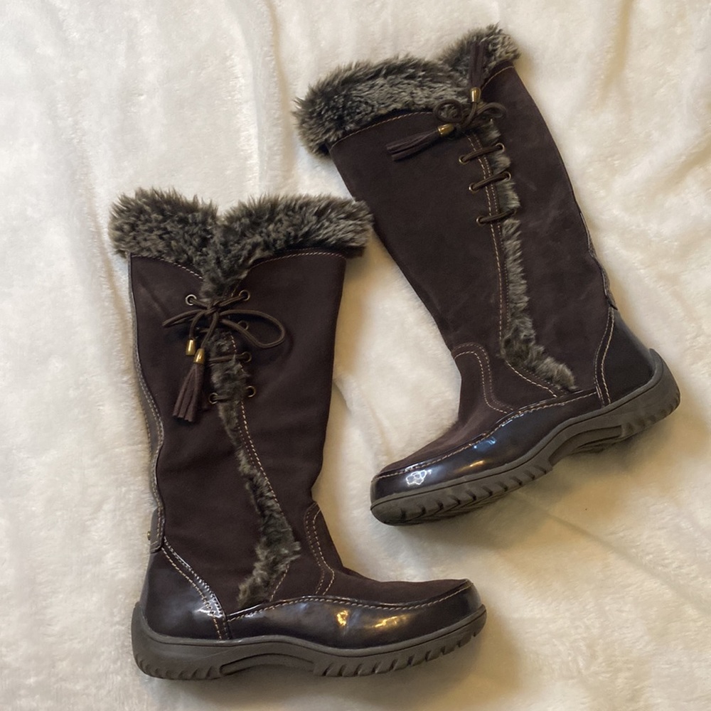 Sporto Sidewinder Waterproof Tall Zip Up Leather and Faux Fur Winter Boots